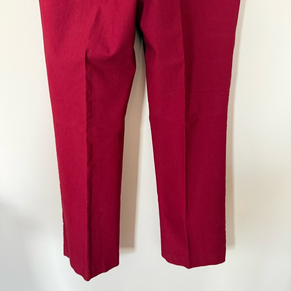 Elegant Burgundy Straight Leg Stretch Trousers Pants size 4P - Picture 6 of 13
